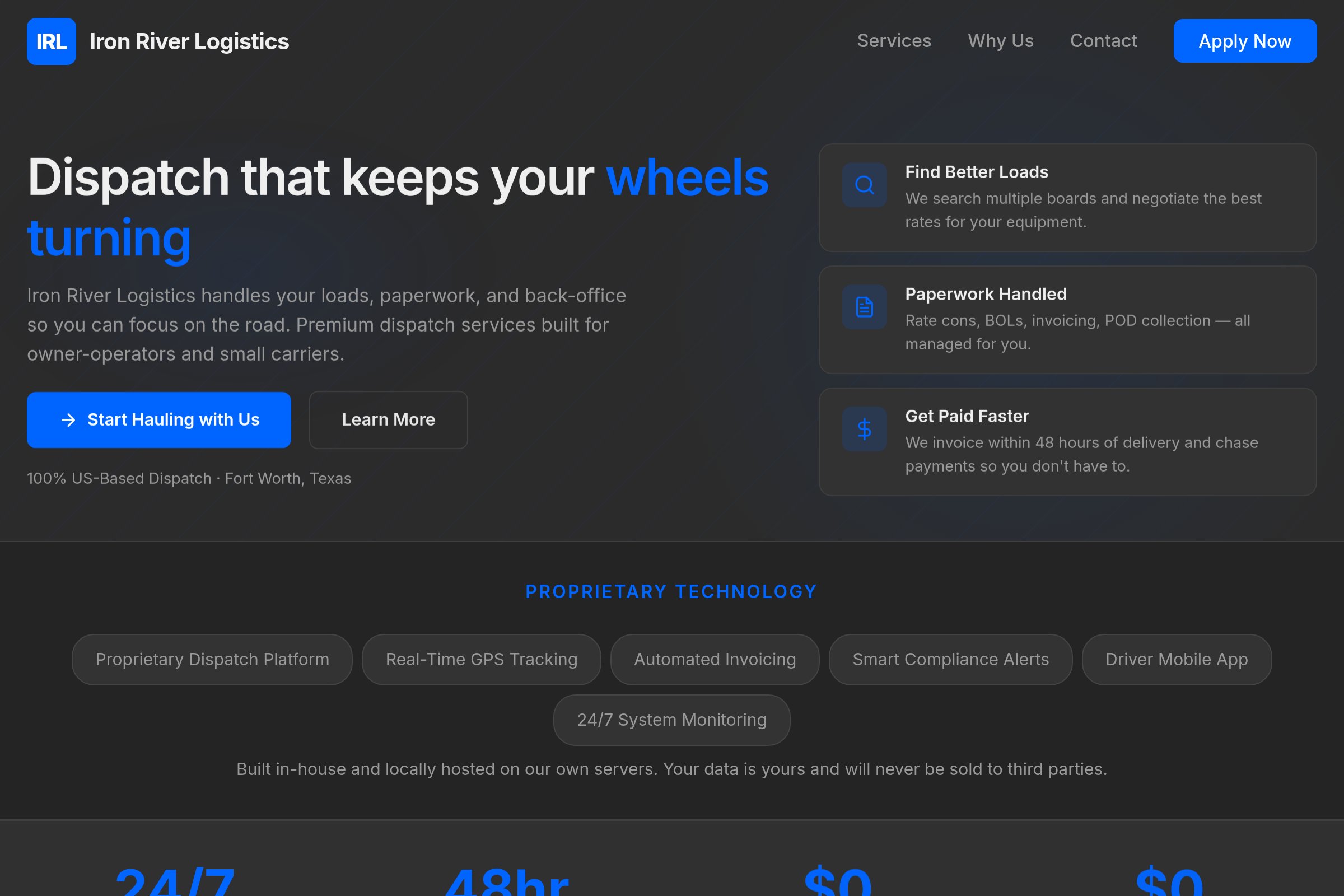 Iron River Logistics website