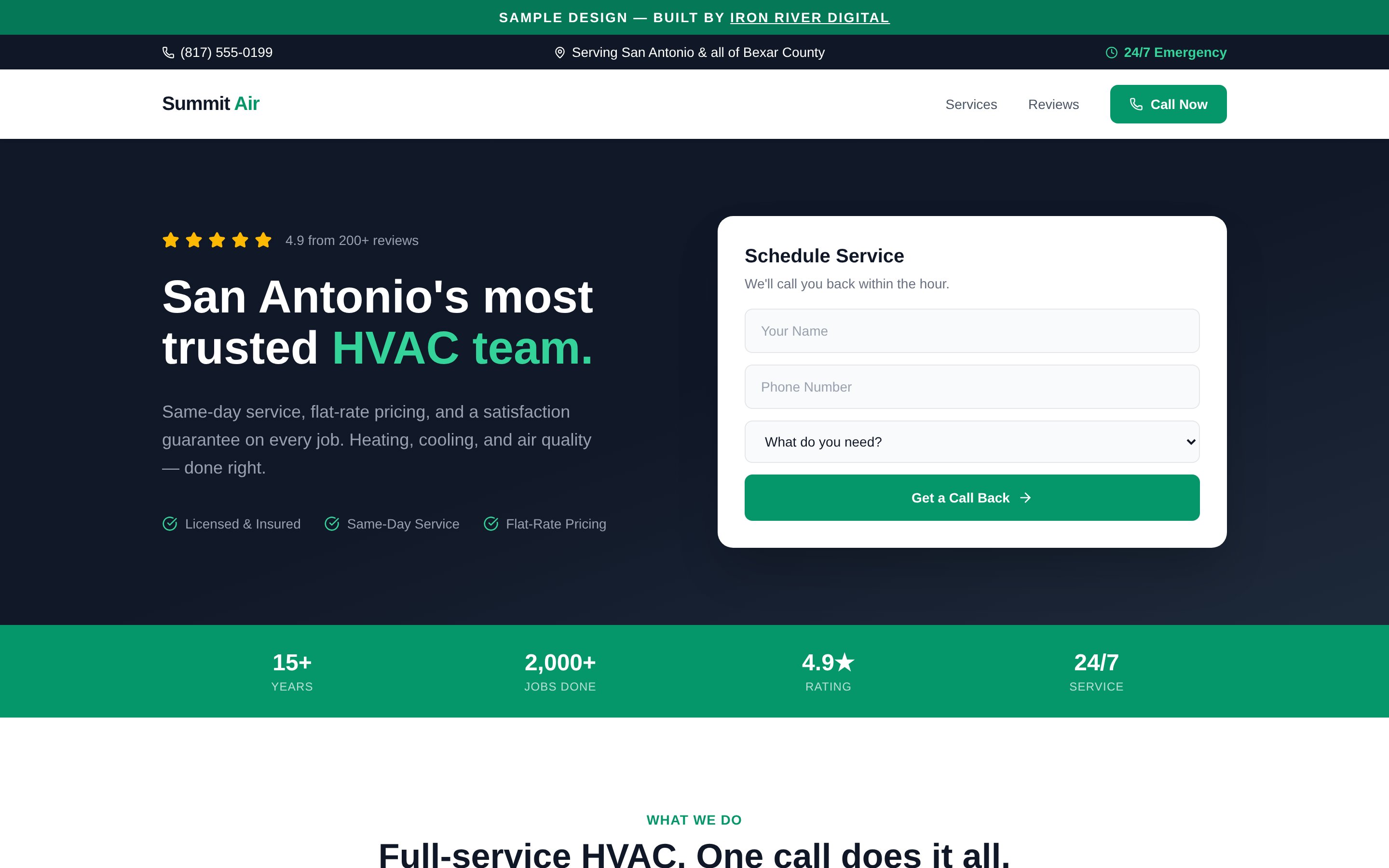 Example AI-built website for Summit Air HVAC